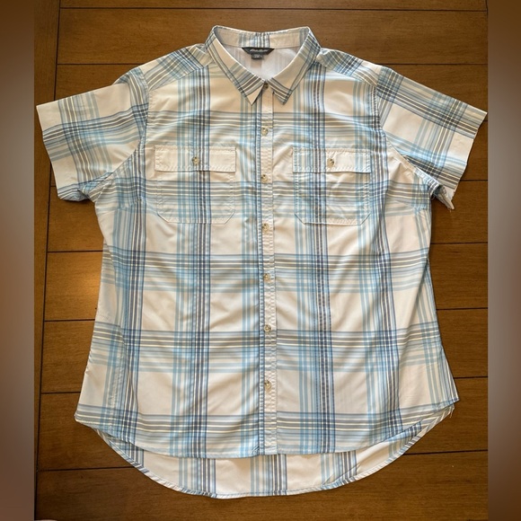 Eddie Bauer Womens Size XL Button Up Shirt Plaid Outdoor Fishing *Alterations* - Picture 2 of 11
